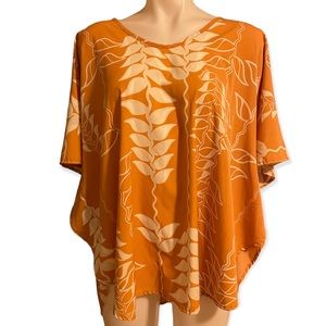 *SOLD* MANUHEALII heliconia print caftan top ~ size XL-2X